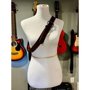 Vintage Gap Brown Leather Belt with Round Gold Buckle